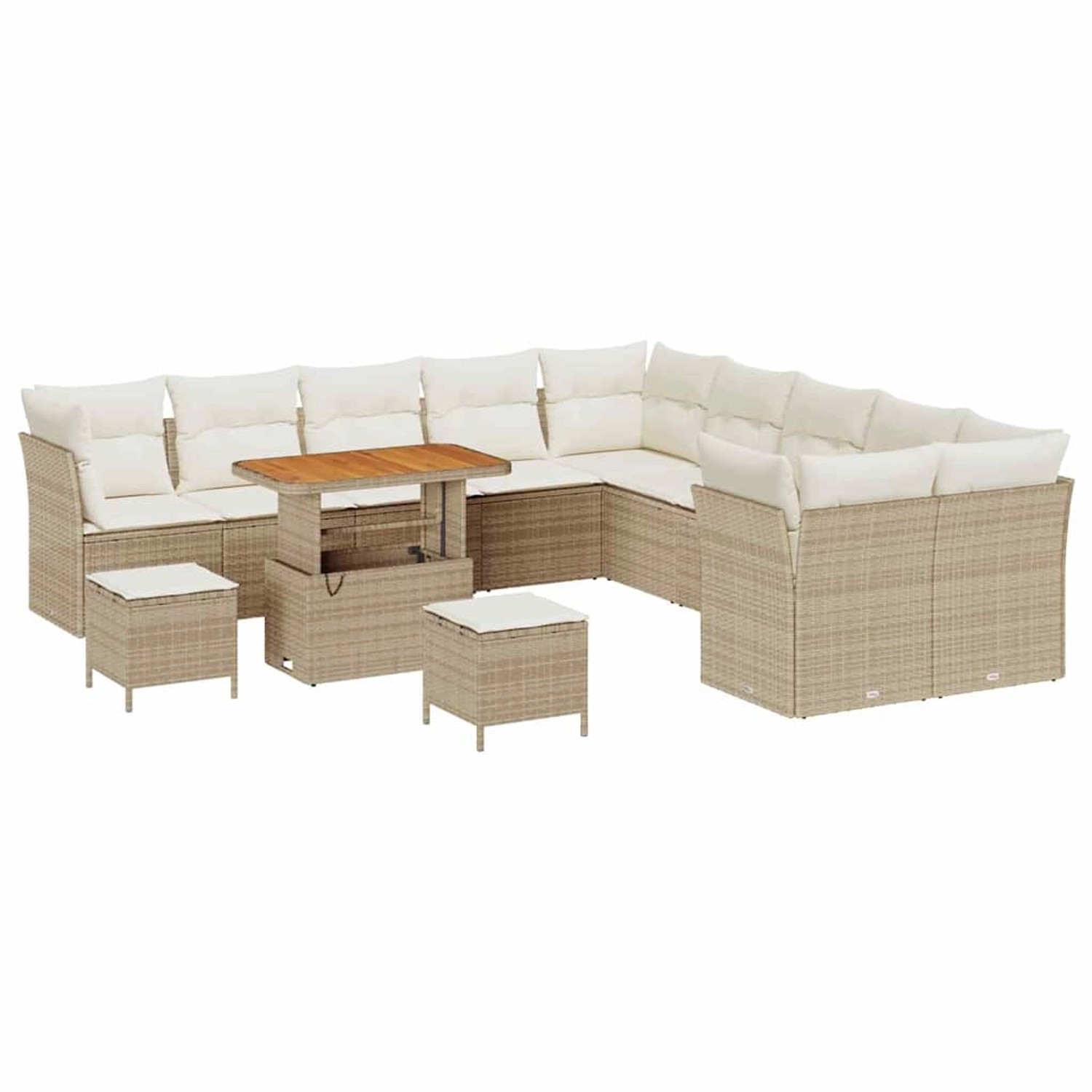vidaXL Garten-Sofa-Set 13-Tlg Beige Poly Rattan 3361546 günstig online kaufen