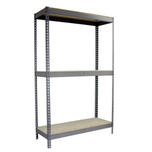 Graues PROREGAL Schwerlastregal Wood Beast mit 3 Ebenen, 150x120x60 cm, Fachlast 600 kg.