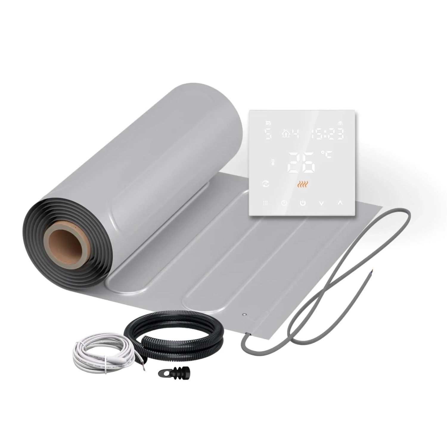 WARMON Fußbodenheizung Elektrisch ALU 150 W/m² inkl. TS 300 Thermostat Weiß 3,5 m²
