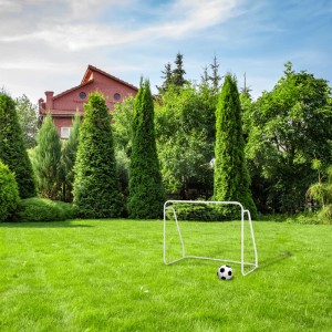 Relaxdays Fußballtor Stahl Weiß Stabil 96 cm x 124 cm x 61 cm 3,5 kg