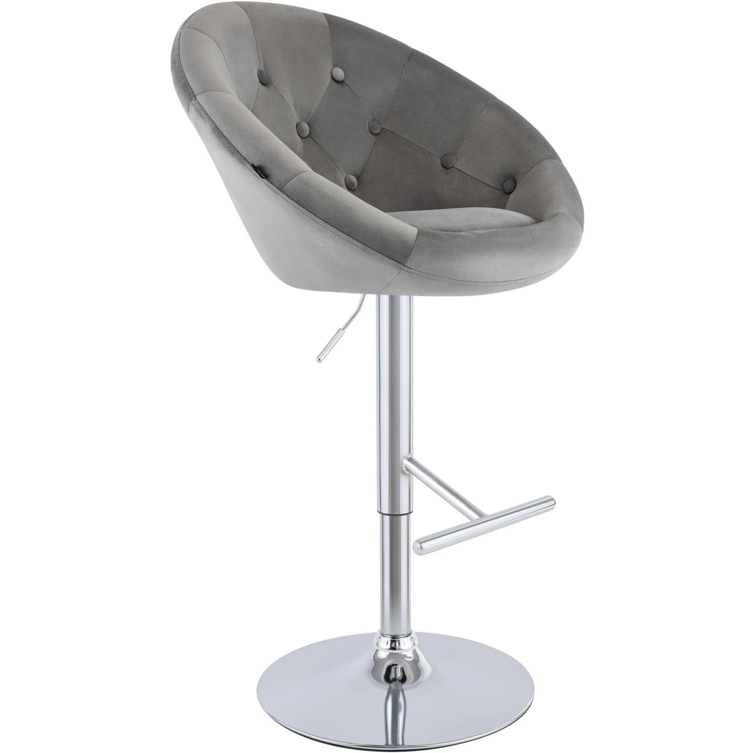 CLP Barhocker London Samt Grau/Chrom