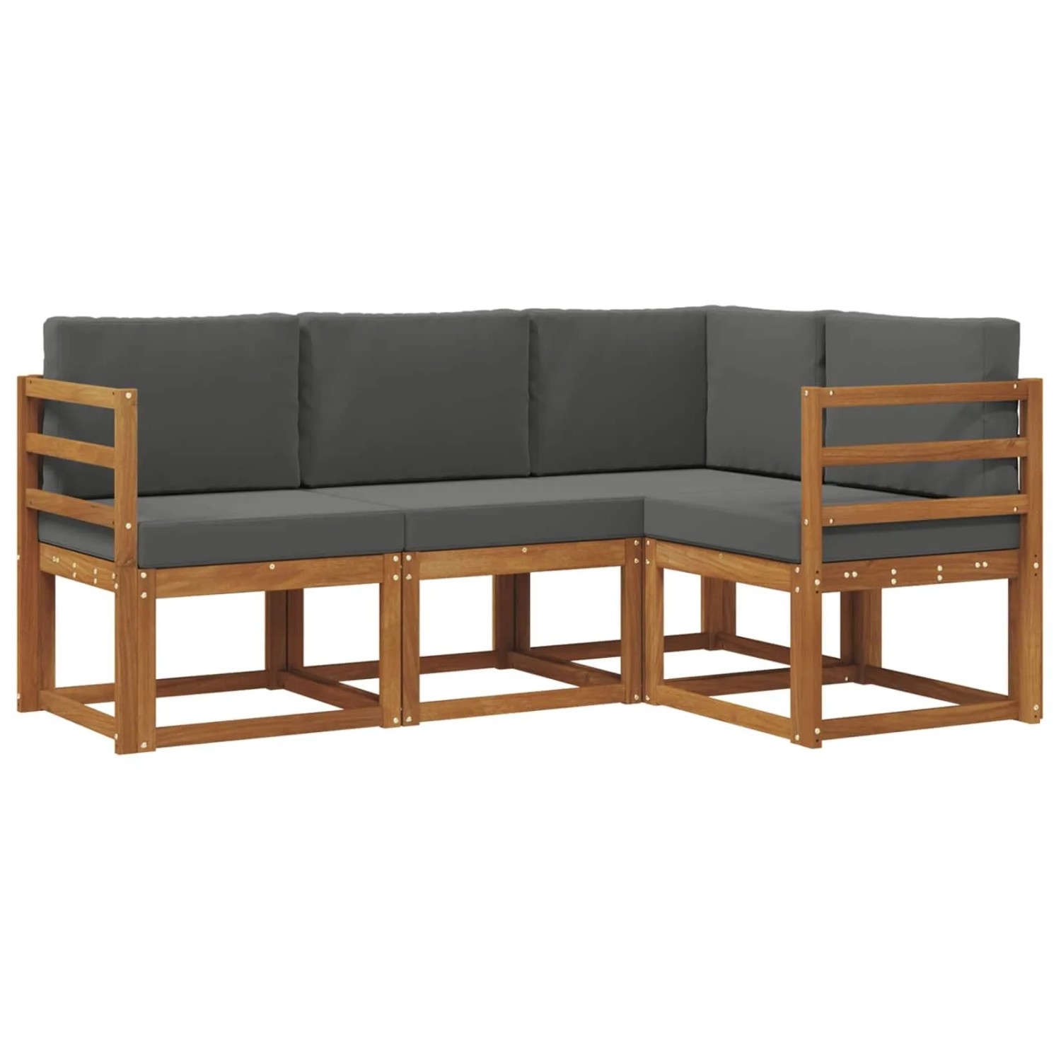 vidaXL Outdoor-Sofagarnitur mit Kissen 4 Stk Natur und Anthrazit 3366310