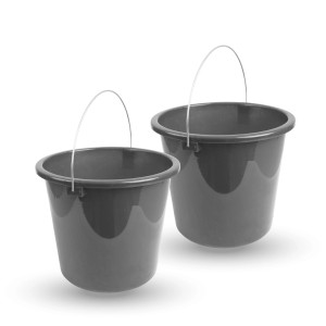 2er-Pack ProHome Eimer, 5 Liter, anthrazit mit Metallbügel. Reinigungseimer für Haushalt, Garten & Werkstatt.