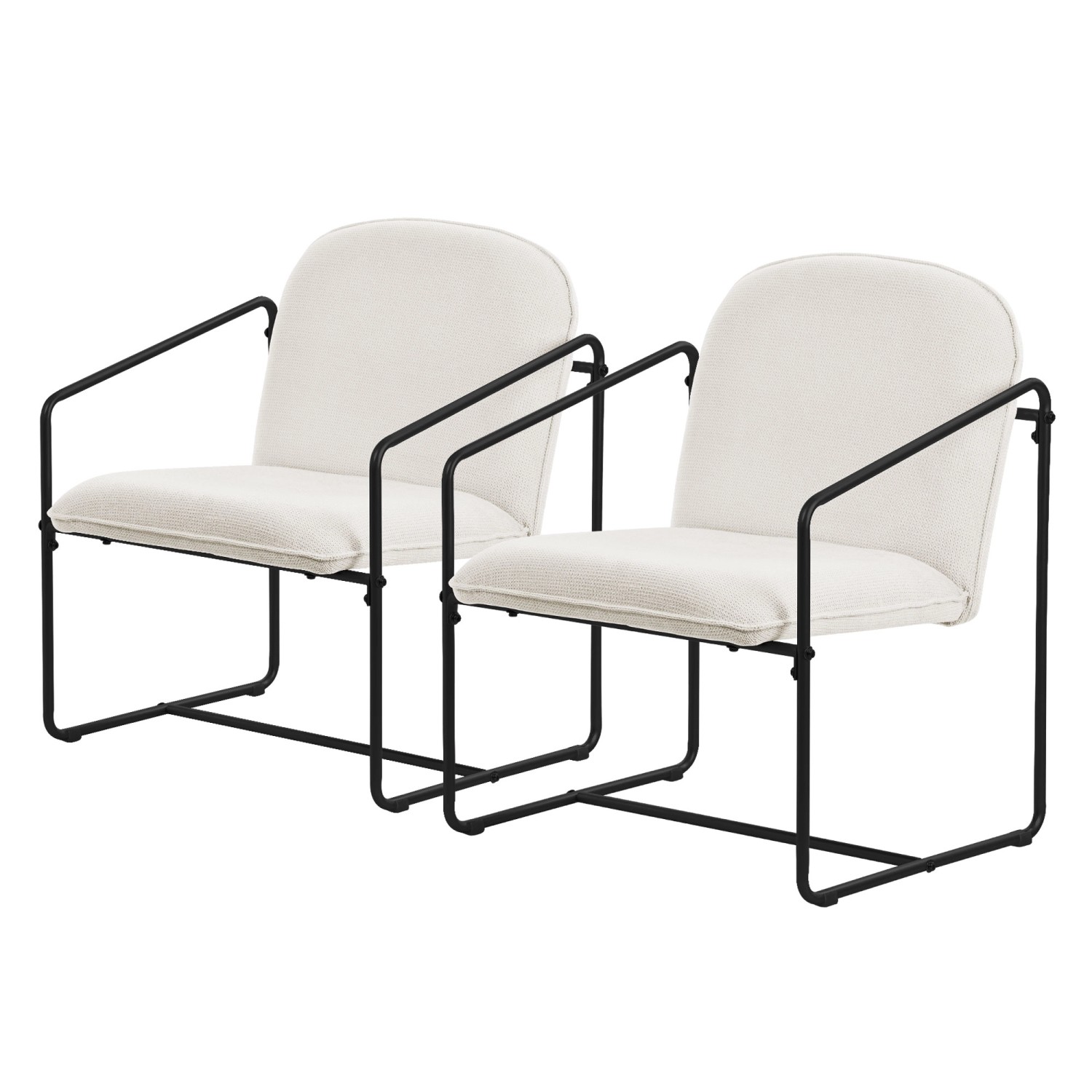 ML-Design 2Er Set Beige Relaxsessel mit Weichem Bezug Schwarz gestell günstig online kaufen