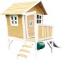 Axi Robin Spielhaus aus Holz in Braun-Weiß mit Rutsche, Leiter und Veranda.
