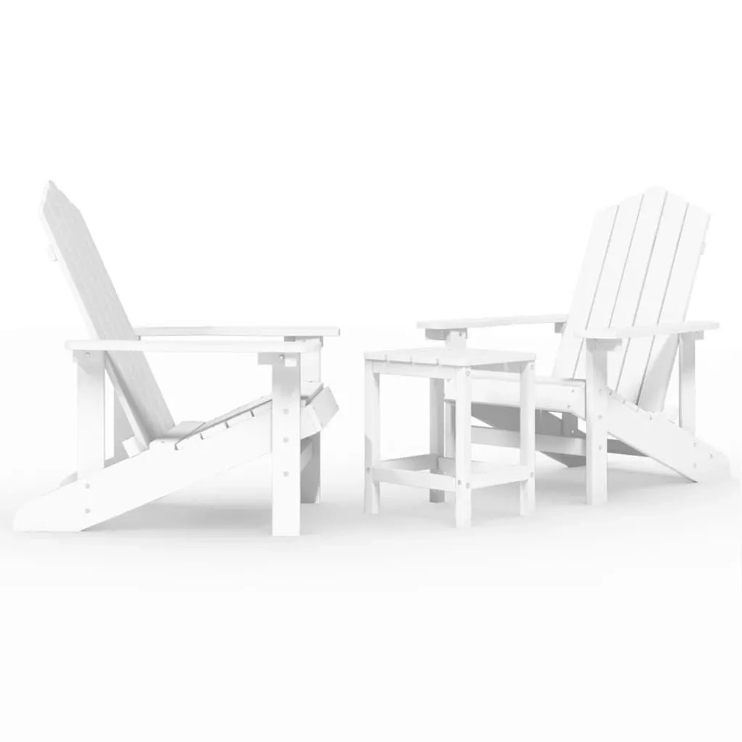 vidaXL Adirondack-Gartenstühle mit Tisch HDPE Weiß 3095704