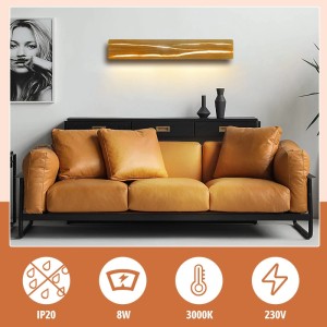 NETTLIFE LED Wandleuchte aus Holz L50cm Braun