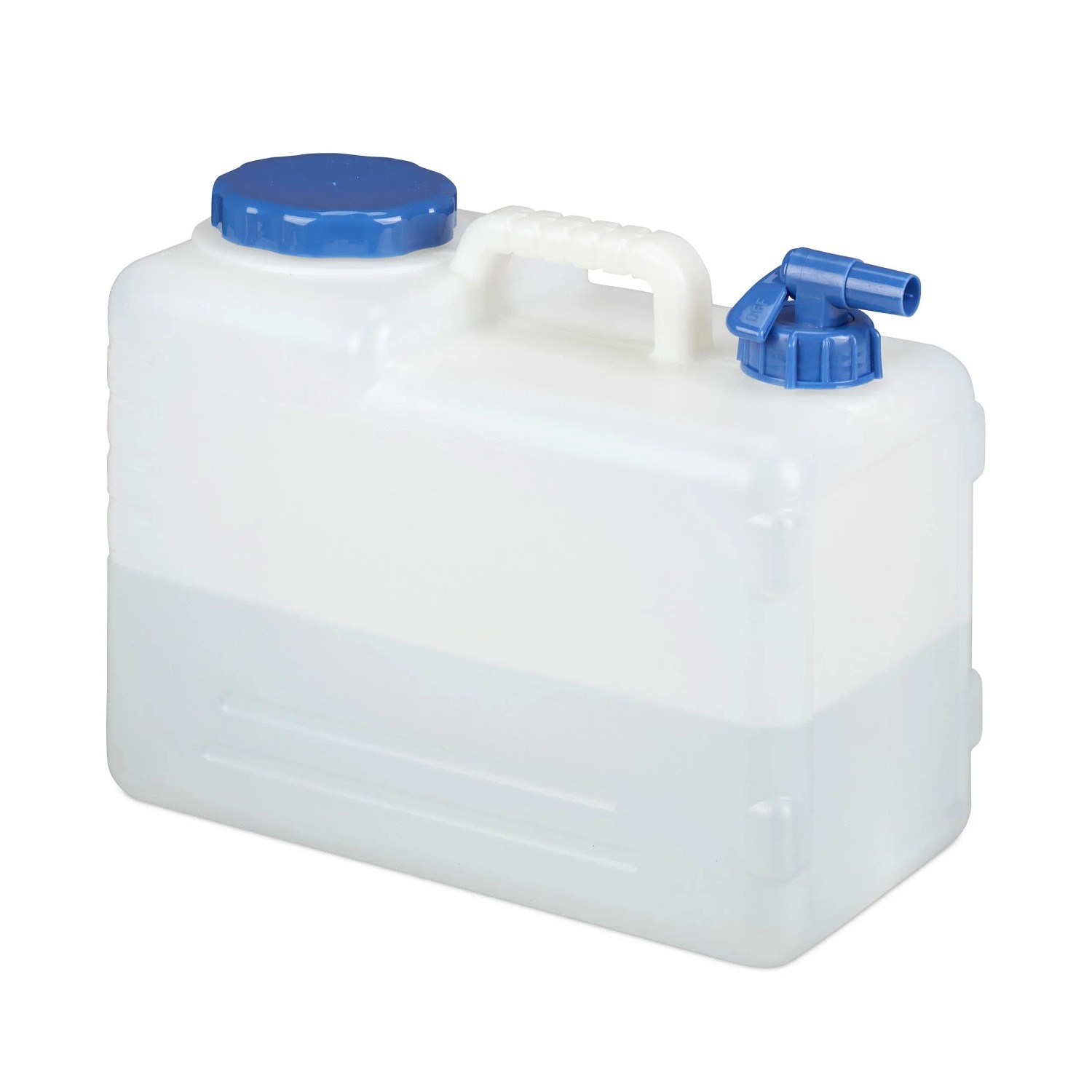 Relaxdays Wasserkanister mit Hahn 15 L Weiß Blau 29 cm x 35,5 cm x 19,5 cm