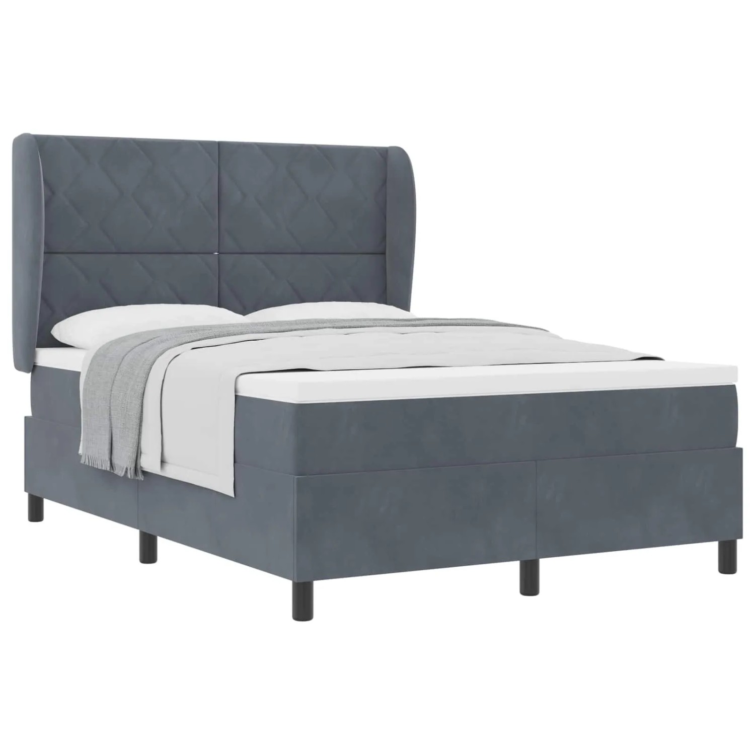 vidaXL Boxspringbett mit Matratze Dunkelgrau 200 x 140 cm Polyester 3340983