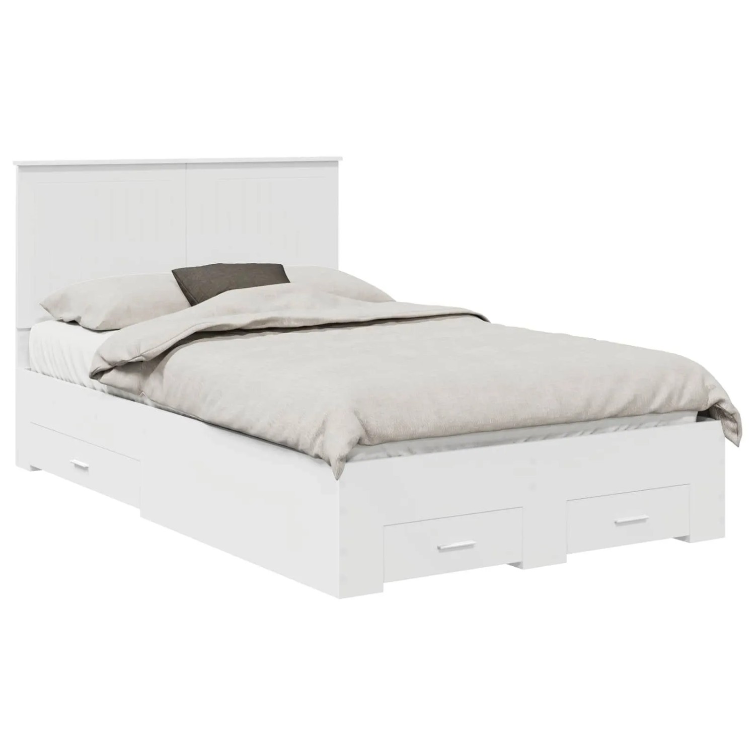 vidaXL Bettrahmen mit Kopfteil Weiß 120 x 190 cm Holzwerkstoff 3411332