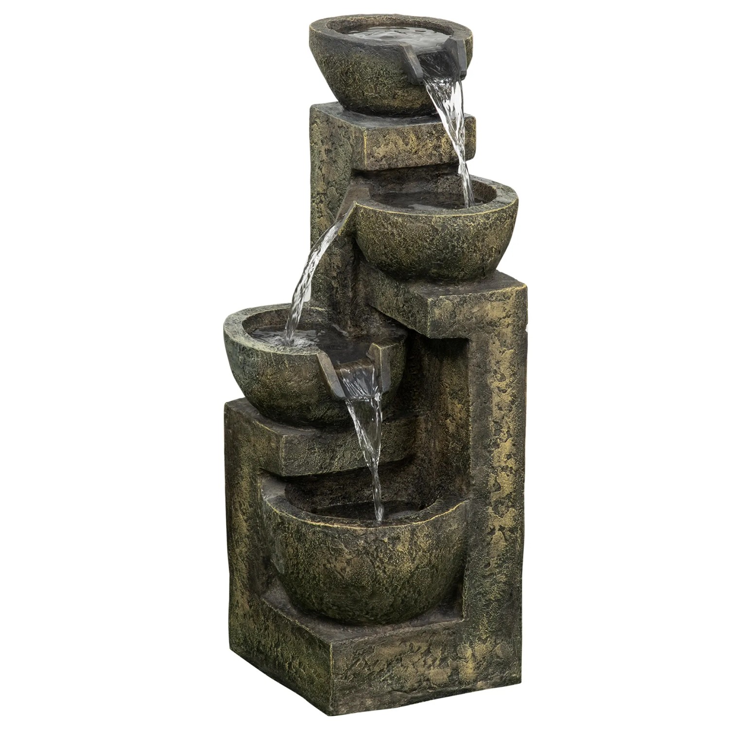Outsunny Gartenbrunnen Einstellbar Kunstharz Schwarz  25L x 24B x 60H cm