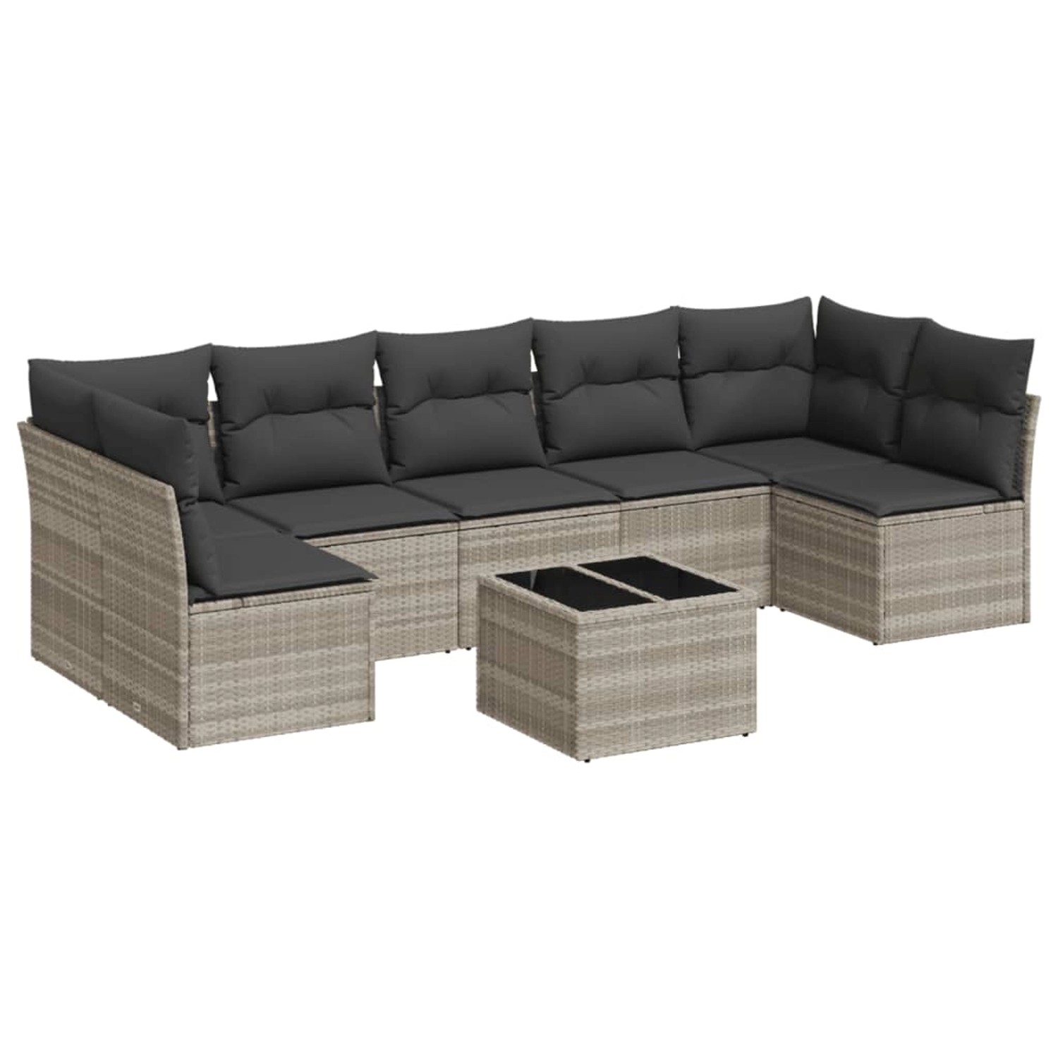 vidaXL 8-Tlg Garten-Sofagarnitur mit Kissen Hellgrau Poly Rattan 3249281 günstig online kaufen