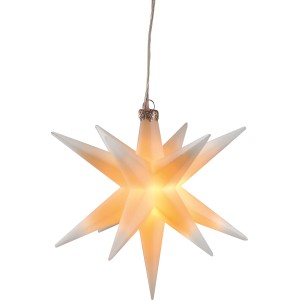 Weißer LED-Stern (Ø 12cm) für Innen, leuchtende Weihnachtsdeko mit Aufhänger und Timer.