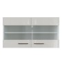 Flex-Well Oberschrank Lund, 100 cm, lichtgrau glänzend mit Milchglas-Türen.