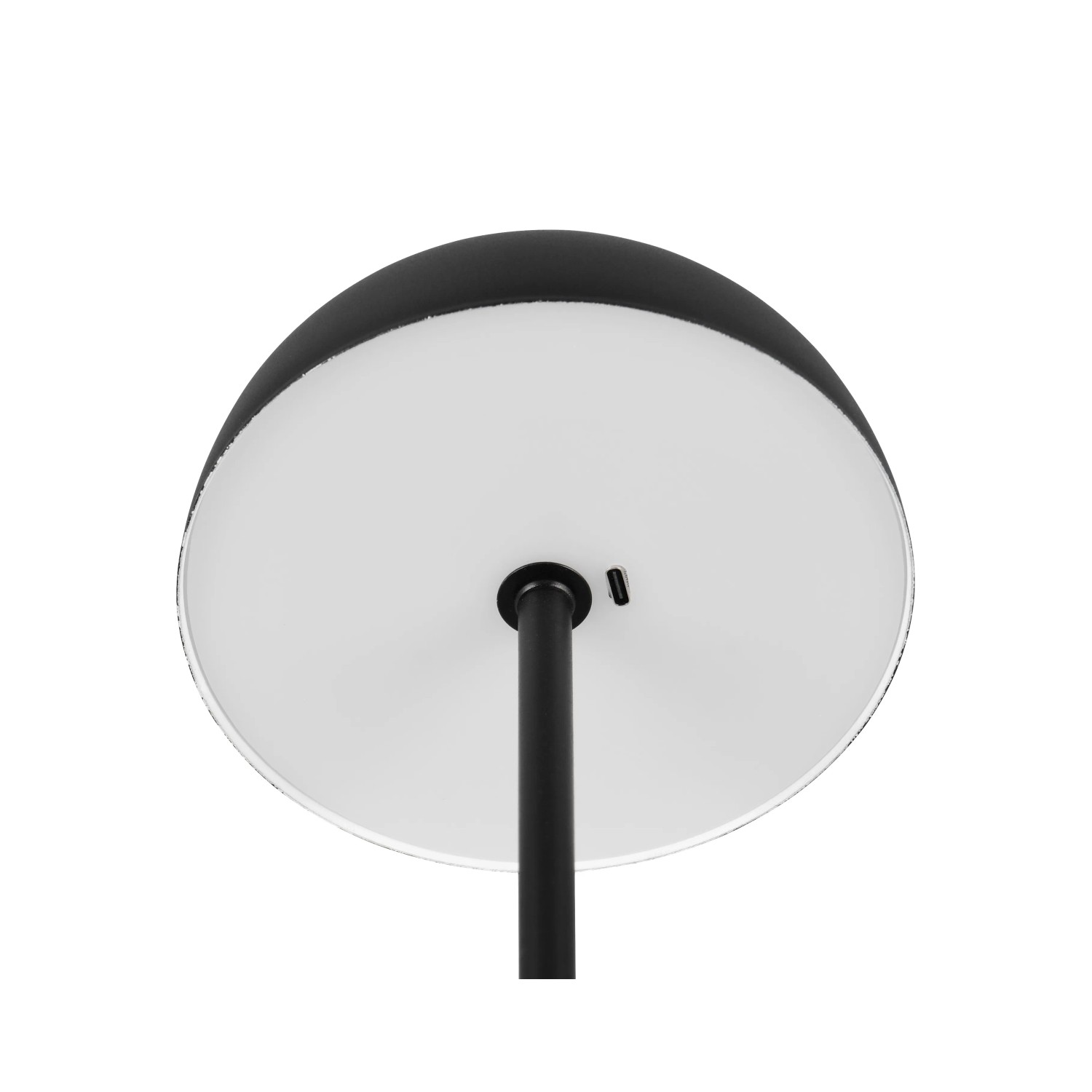Detailaufnahme der Reality LED-Tischleuchte Munoz, schwarz matt, mit USB-C Anschluss.