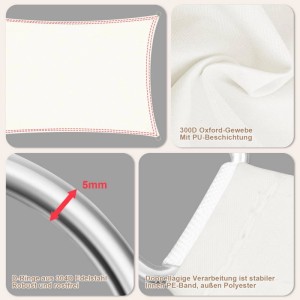 Detailansicht WOLTU Sonnensegel Creme: Material, D-Ring und Verarbeitung im Fokus.