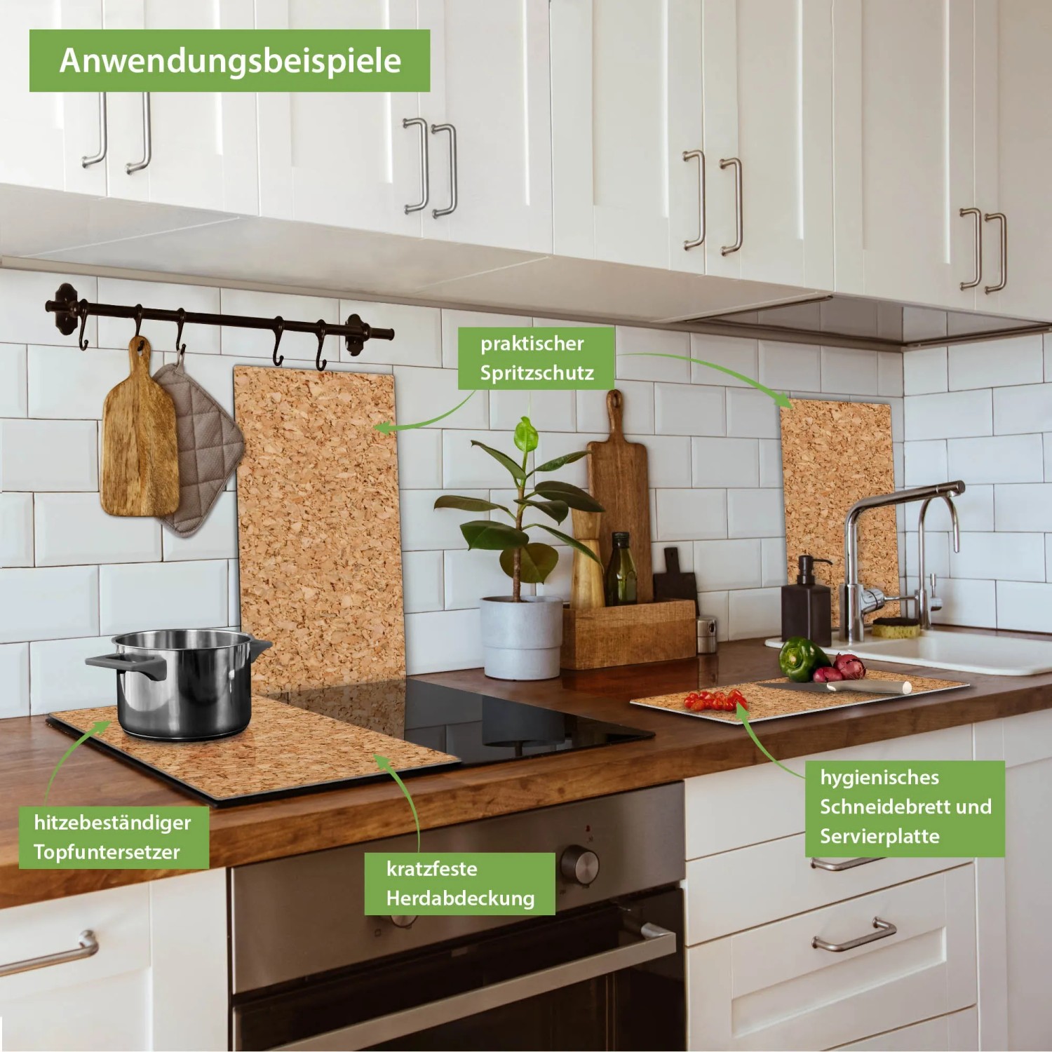 2er Herdabdeckung Glaskeramikfeld-Platte Schneidebretter