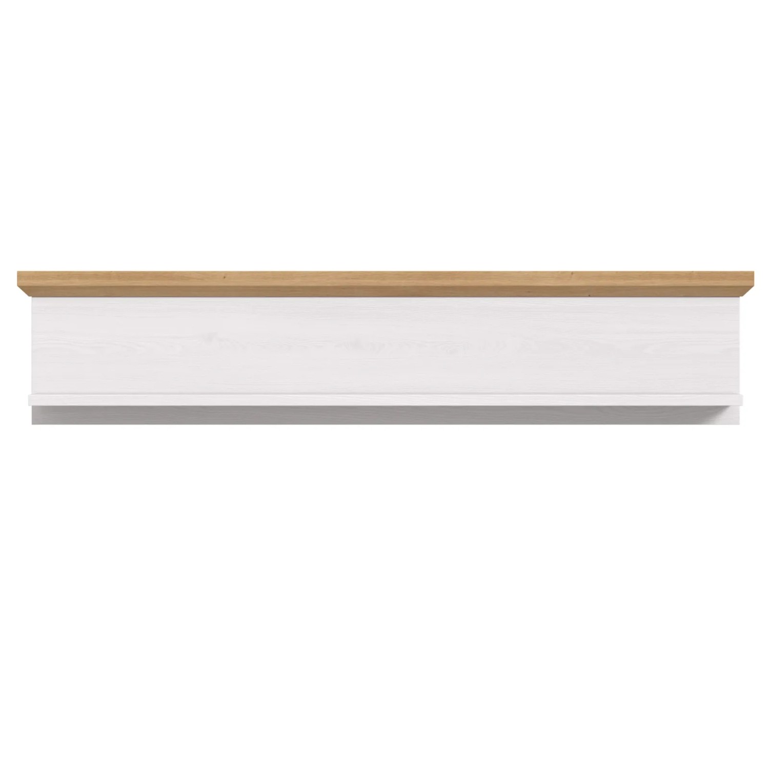 Weißes Wandboard Mirano im Landhausstil mit heller Eichenholz-Oberkante, 110 cm. Modernes Wandregal.