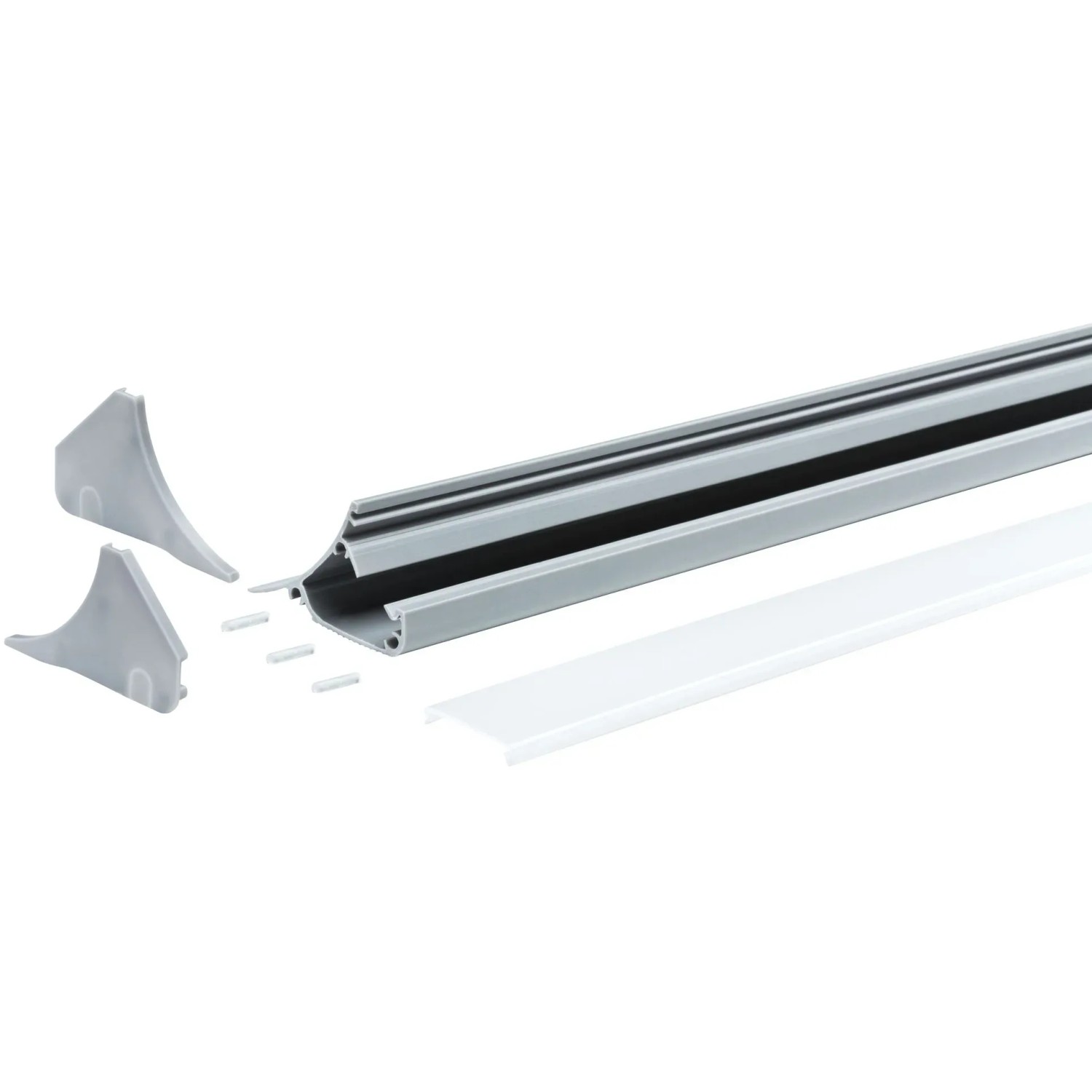 Graues Paulmann Corner Profil (2 m) für LED-Streifen, inkl. Zubehör.