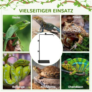 Verstellbarer PawHut Reptilien-Lampenständer mit Sockel für Terrarien.