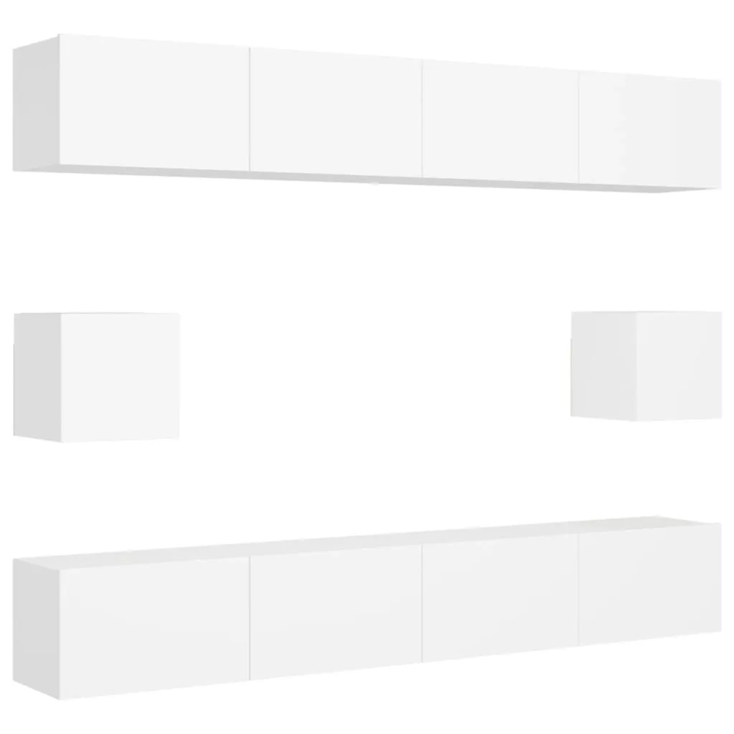 vidaXL 6-Tlg TV-Schrank-Set Weiß Holzwerkstoff 3078684