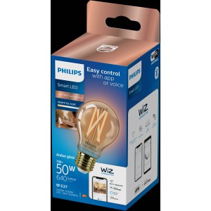 Philips Smart LED Leuchtmittel 50W E27 Filament Amber im Einzelpack.