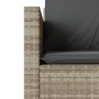 Detailansicht: Hellgraues 3-tlg. vidaXL Bistro-Set aus Polyrattan mit grauen Kissen.