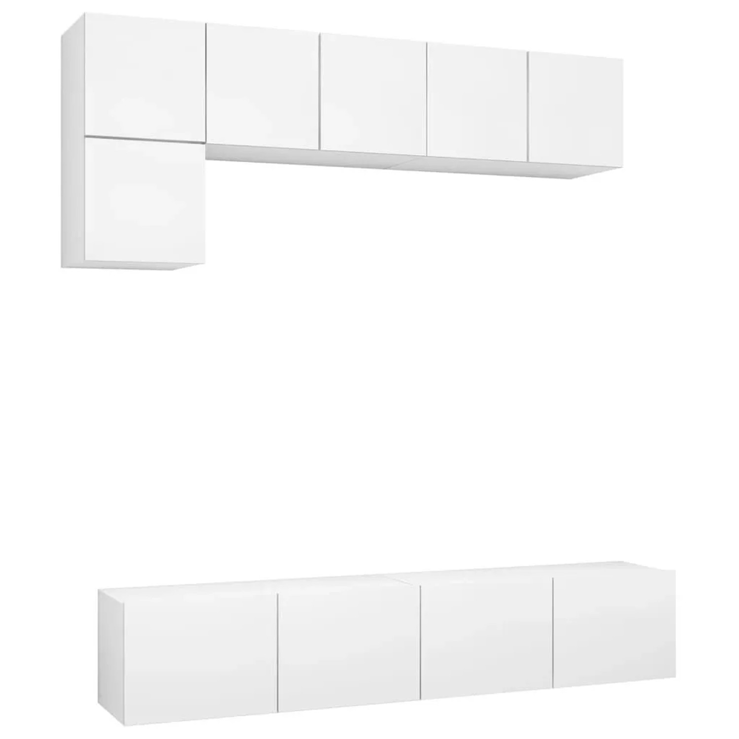 vidaXL 5 Tlg TV-Schrank-Set Weiß Holzwerkstoff 3078693