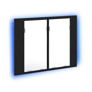 vidaXL Spiegelschrank in Schwarz Eichen-Optik mit LED-Beleuchtung, 60x45cm.