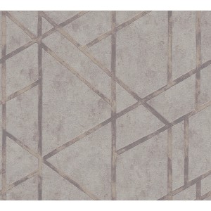 Vliestapete Metropolitan Stories mit geometrischem Muster in Hellgrau und Braun.