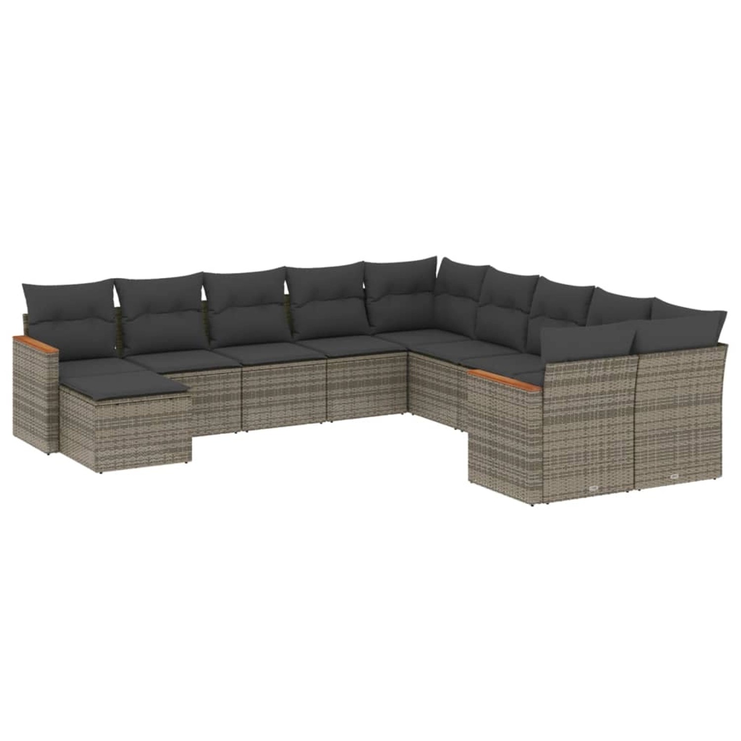 vidaXL 11-Tlg Garten-Sofagarnitur mit Kissen Grau Poly Rattan 3258973