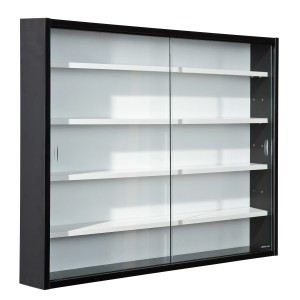 Wandhängender Vitrinenschrank Comit in Schwarz/Weiss mit 2 Glastüren.
