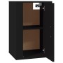 Schwarzer VidaXL TV-Wandschrank (40x34,5x60 cm) mit offener Tür und zwei Fächern.