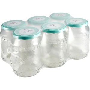 6er Pack Einmachgläser 720ml mit mintfarbenen Schraubdeckeln und "Made with Love" Schriftzug.