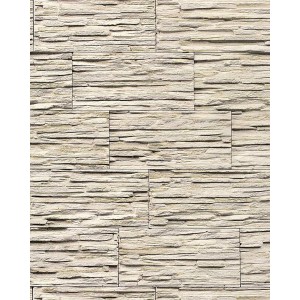 Helle Steintapete in Beige/Grau mit Naturstein-Optik (EDEM 1003-33) für Wohnräume.