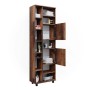 Vicco Badschrank Ilias Eiche Rustikal, 60x190cm, mit Türen und offenen Fächern für Badutensilien.