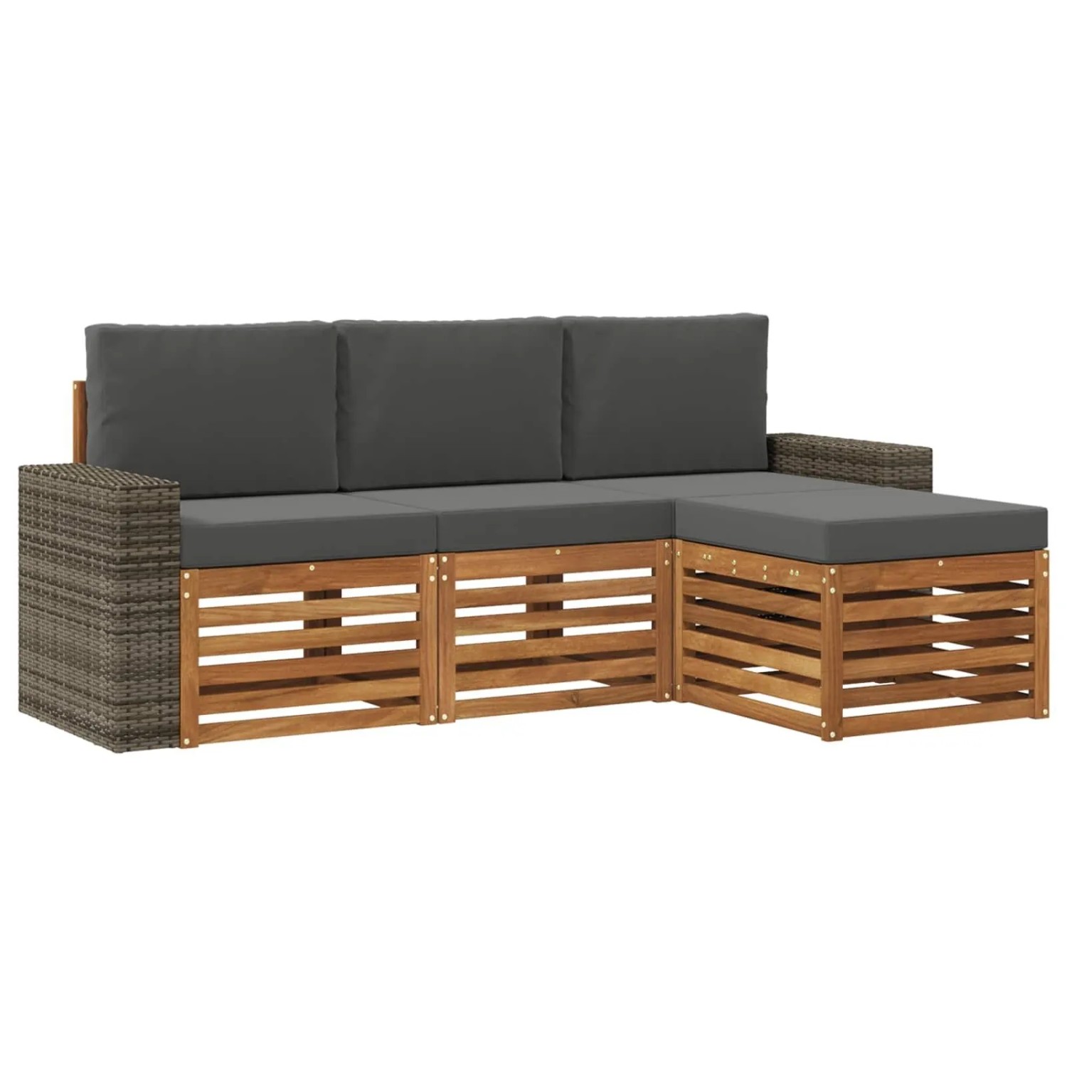 vidaXL Outdoor-Sofagarnitur mit Kissen 4 Stk Natur und Anthrazit 3384218