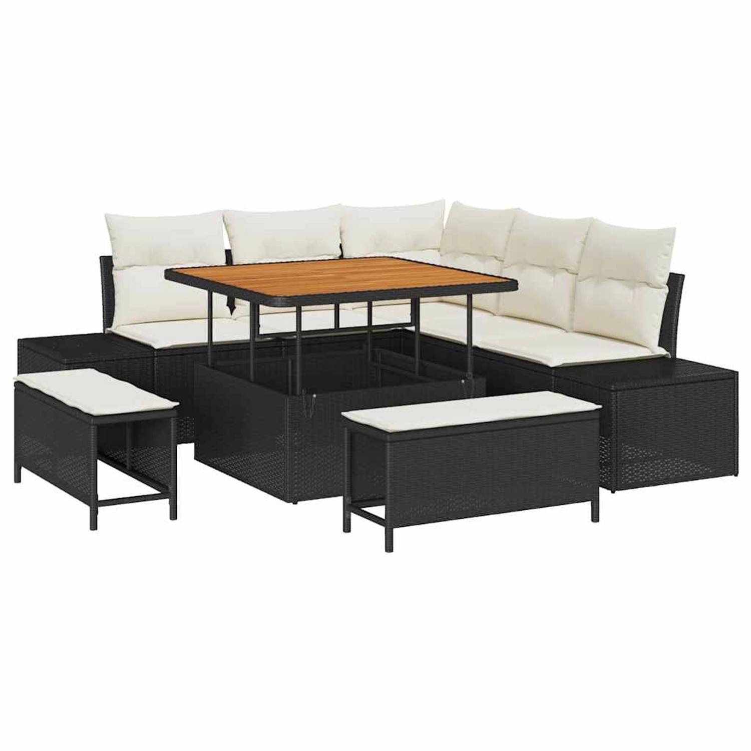 vidaXL Garten-Sofa-Set mit Speicher 8-Tlg Schwarz Poly Rattan 3364725 günstig online kaufen