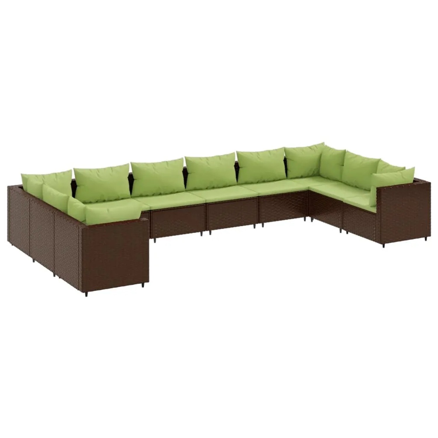vidaXL 10-Tlg Garten-Lounge-Set mit Kissen Braun Poly Rattan 3308286
