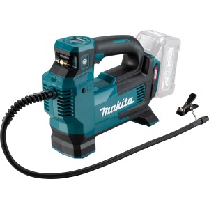 Makita Akku-Kompressor MP001GZ, 11,1 bar, 40 V max. (Solo-Gerät). Kompressor in Türkis und Schwarz.