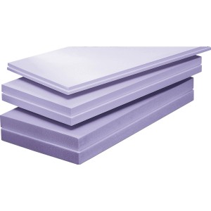 XPS Dämmplatten Jackodur KF500, 80 mm stark, gestapelt. Geschäumte Dämmstoffe in Helllila.