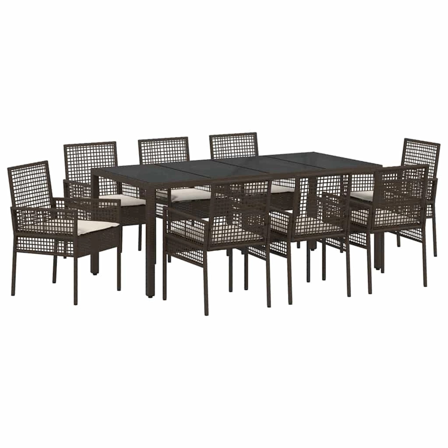 vidaXL Garten Essgruppe 9-Tlg Braun Poly Rattan 3334868 günstig online kaufen