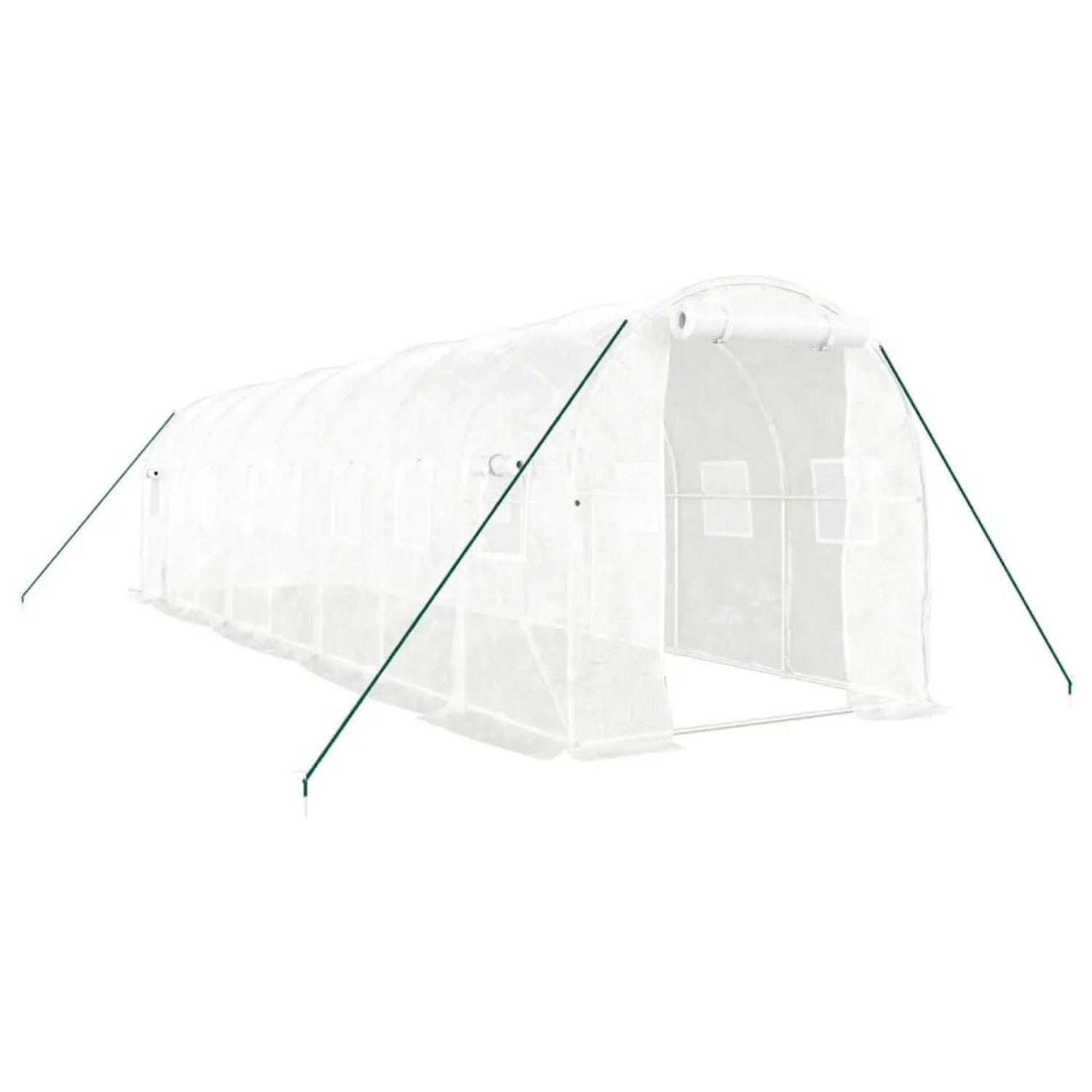 vidaXL Gewächshaus mit Stahlrahmen Weiß 16 m² 8x2x2 m 3188030