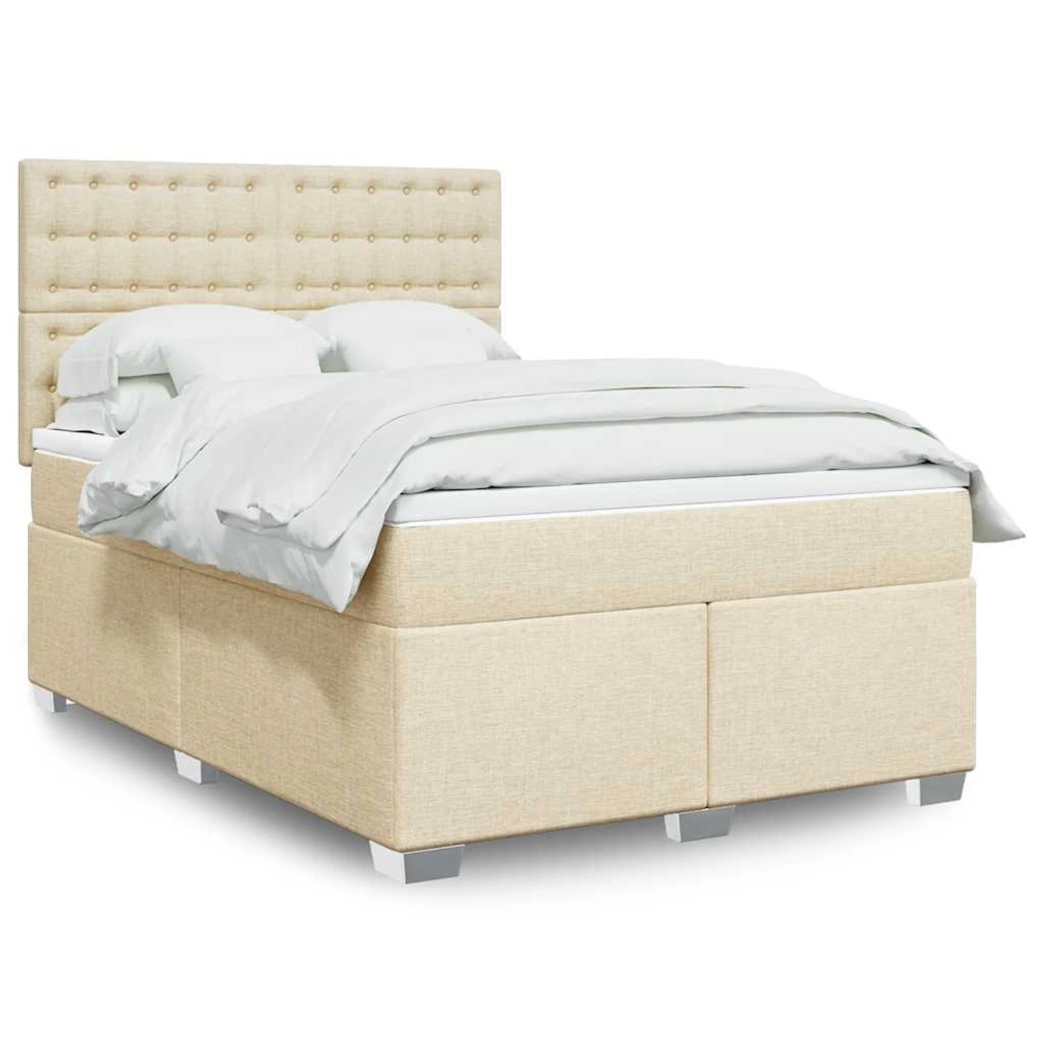 vidaXL Boxspringbett mit Matratze Creme 140x190 cm Stoff 3292802 günstig online kaufen