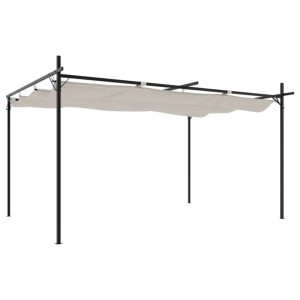 DELUKE Terrassenüberdachung Mit Schiebedach OLIMP Creme 395x292x230cm Pergola Garten Pavillon Rankhilfe Sonnenschutz Gartenpergola