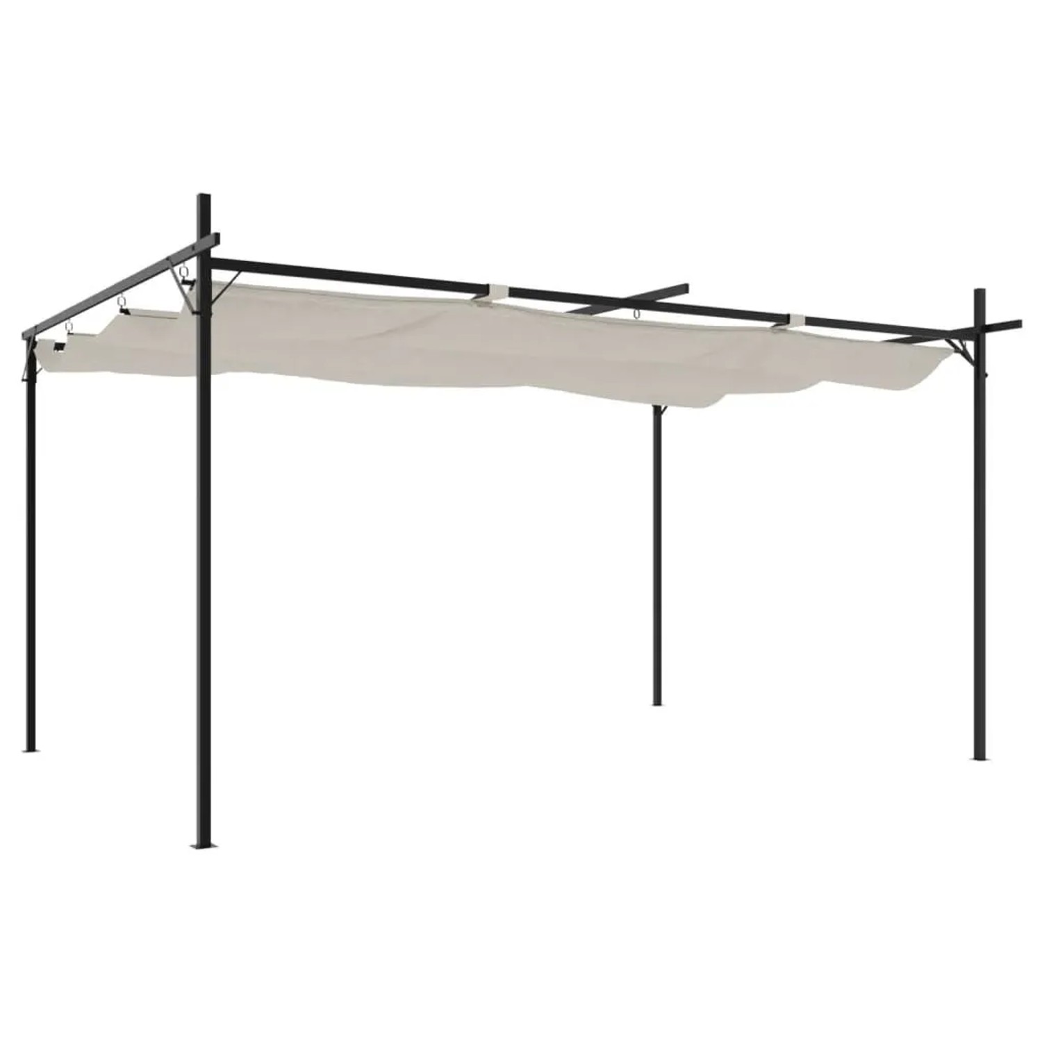 DELUKE Terrassenüberdachung Mit Schiebedach OLIMP Creme 395x292x230cm Pergola Garten Pavillon Rankhilfe Sonnenschutz Gar...