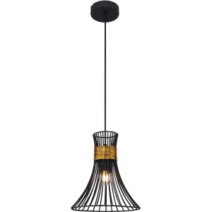 Schwarze Globo Pendelleuchte Purra mit Goldfaden, Ø 22cm, für Innenräume.