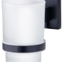 Fackelmann Glas mit Halter New York, schwarz, zur Wandmontage im Badezimmer.