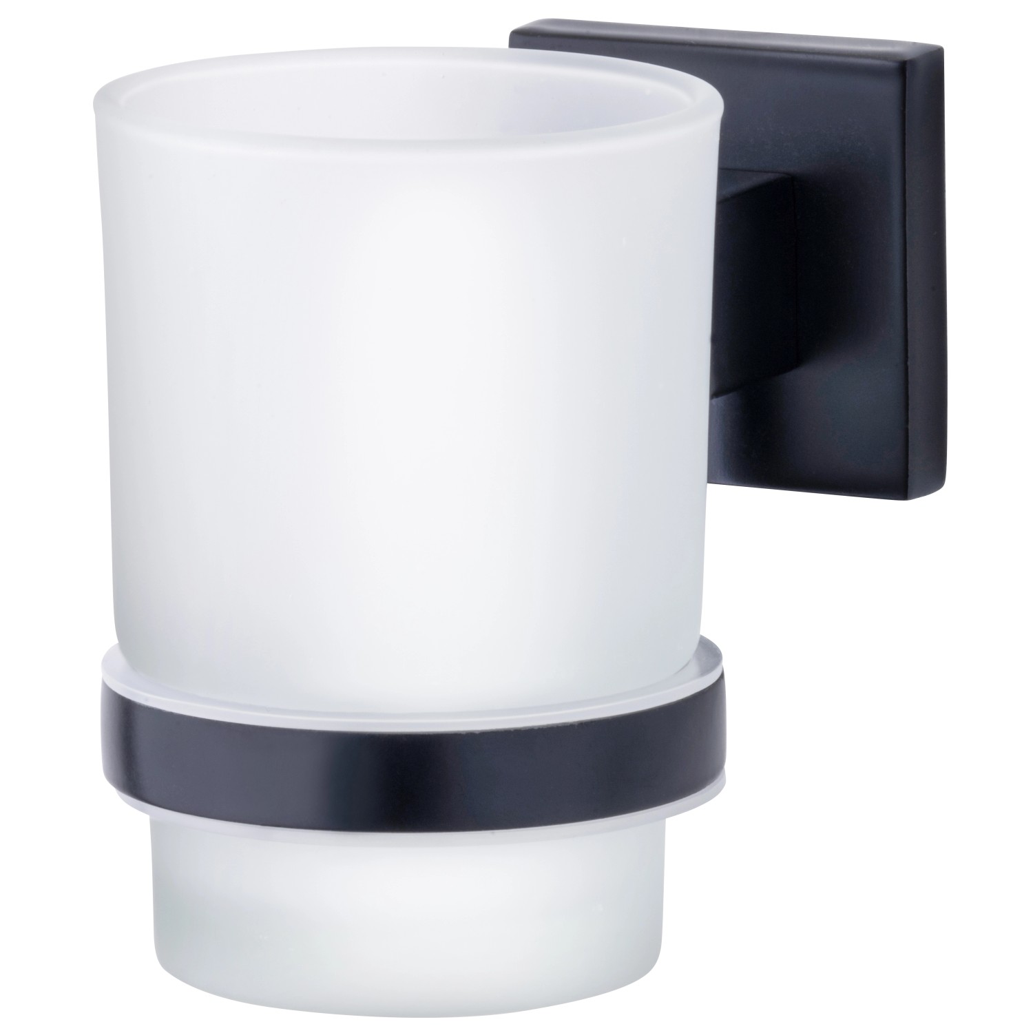 Fackelmann Glas mit Halter New York Schwarz