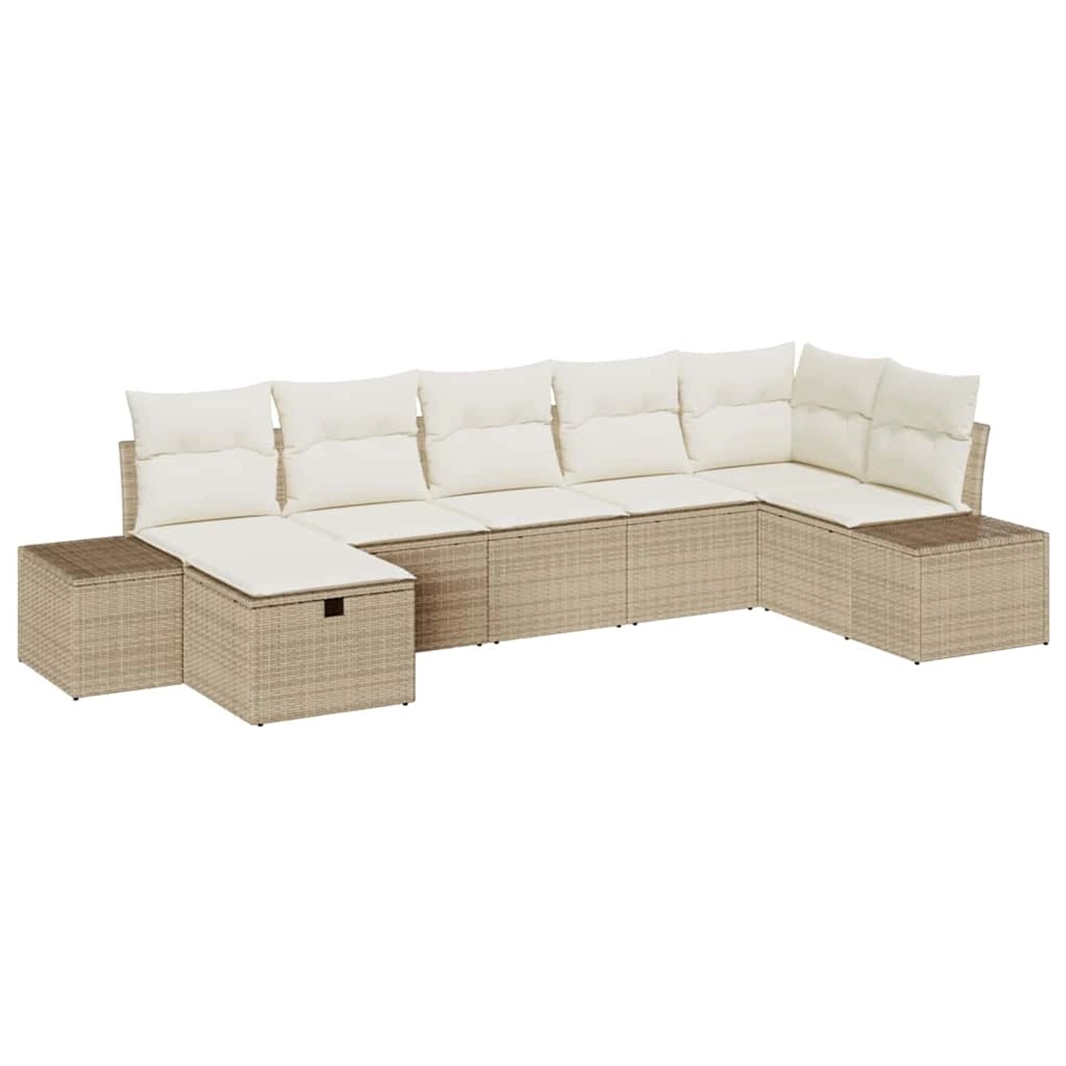 vidaXL Garten-Sofa-Set mit Kissen 7-Tlg Beige Poly Rattan 3359400 günstig online kaufen